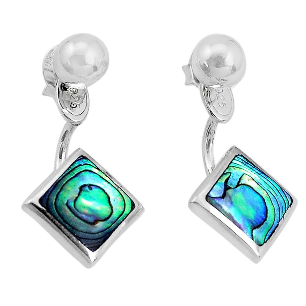 4.89gms green abalone paua seashell 925 silver dangle earrings jewelry a96826