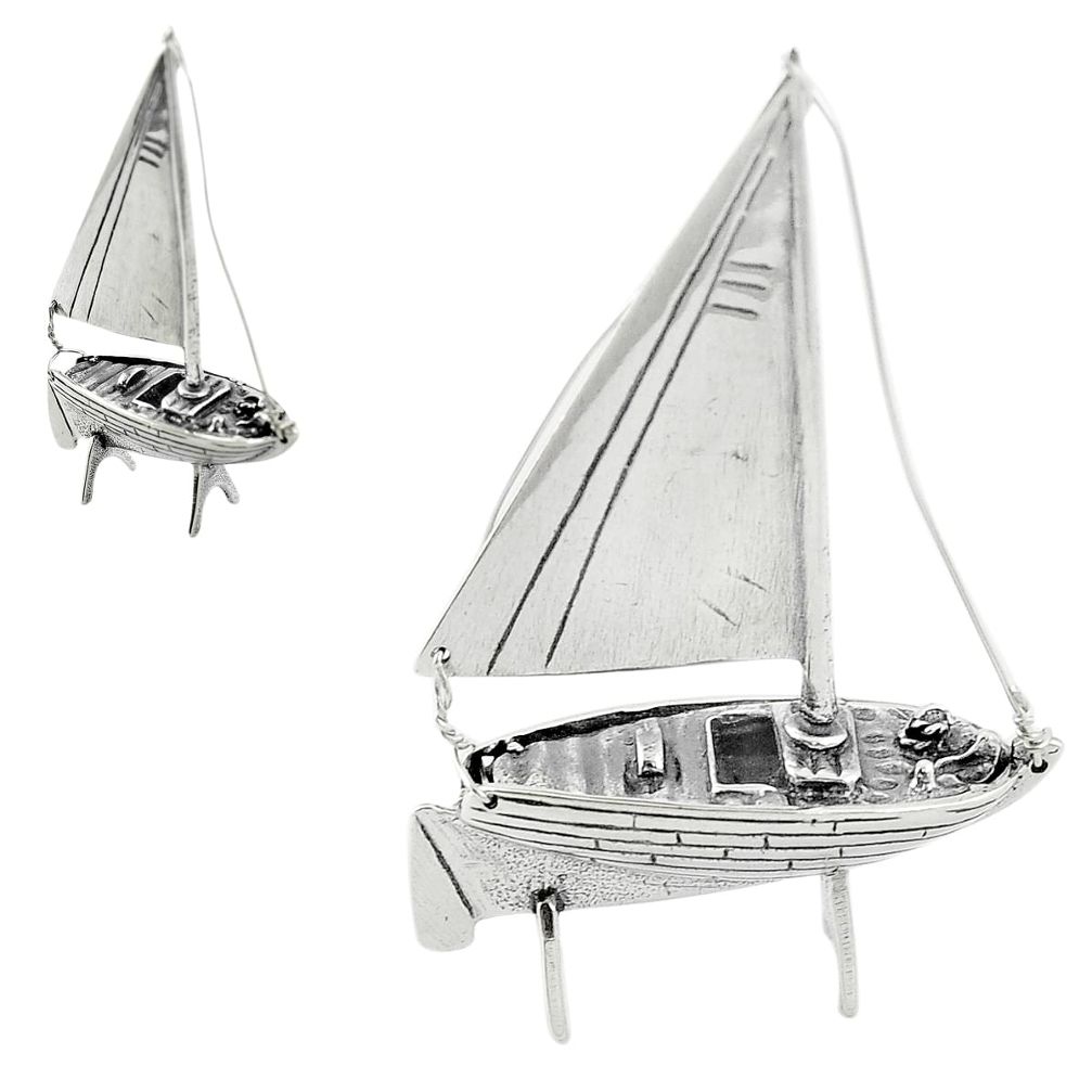 13.48gms ship boat bali style solid 925 silver miniature collectible a82262