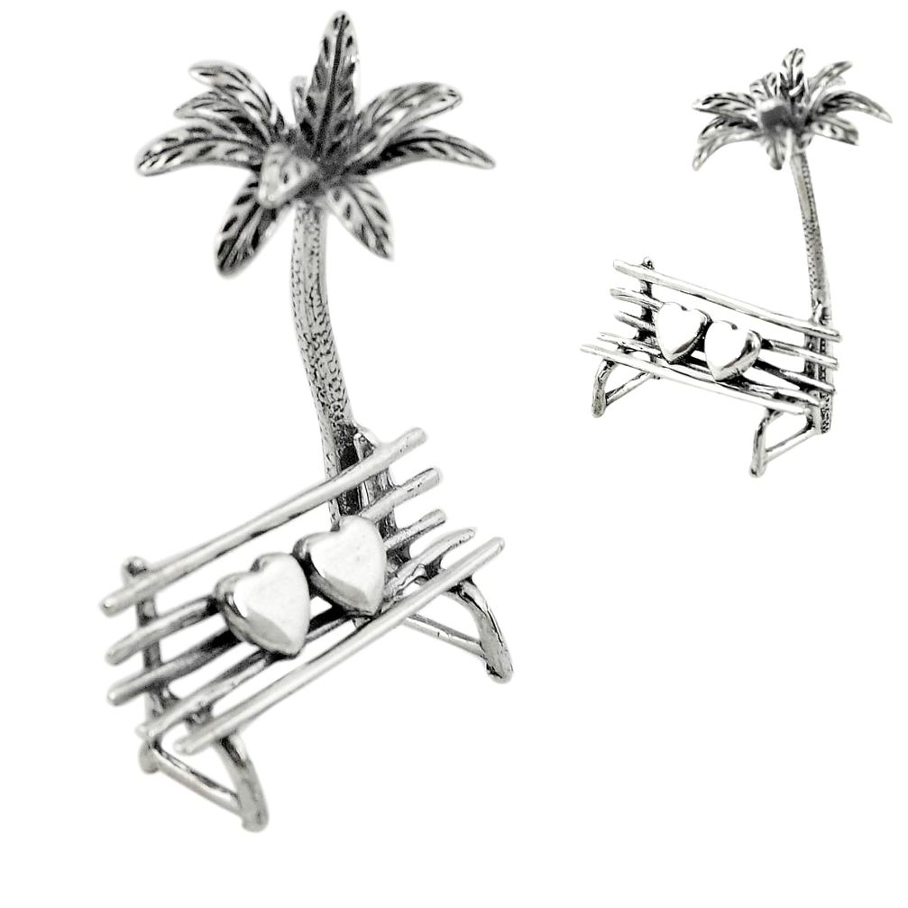 12.48gms beach bench coconut tree 925 silver miniature collectible a82296