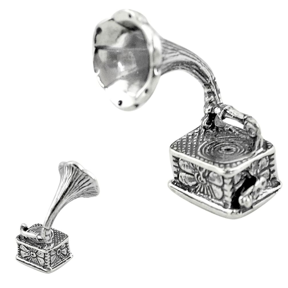 9.87gms gramophone solid 925 silver miniature collectible a82297