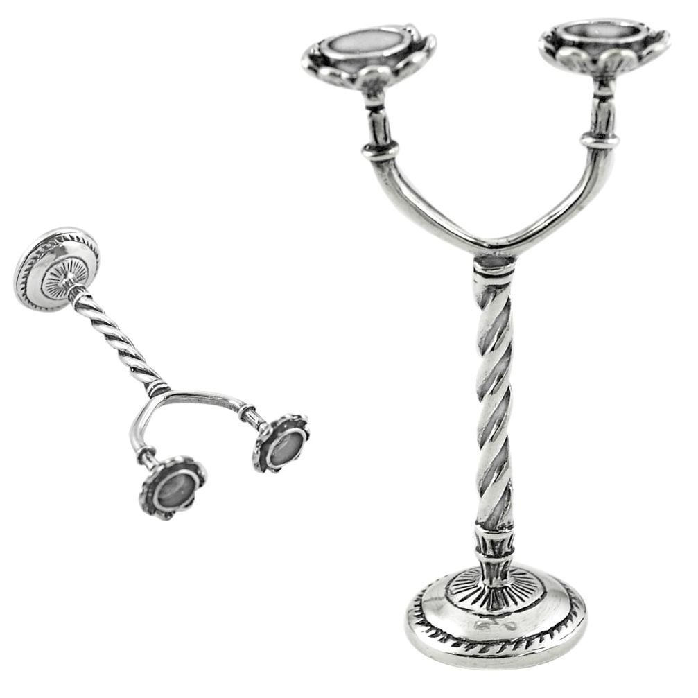 12.48gms candle stand victorian style 925 silver miniature collectible a82299