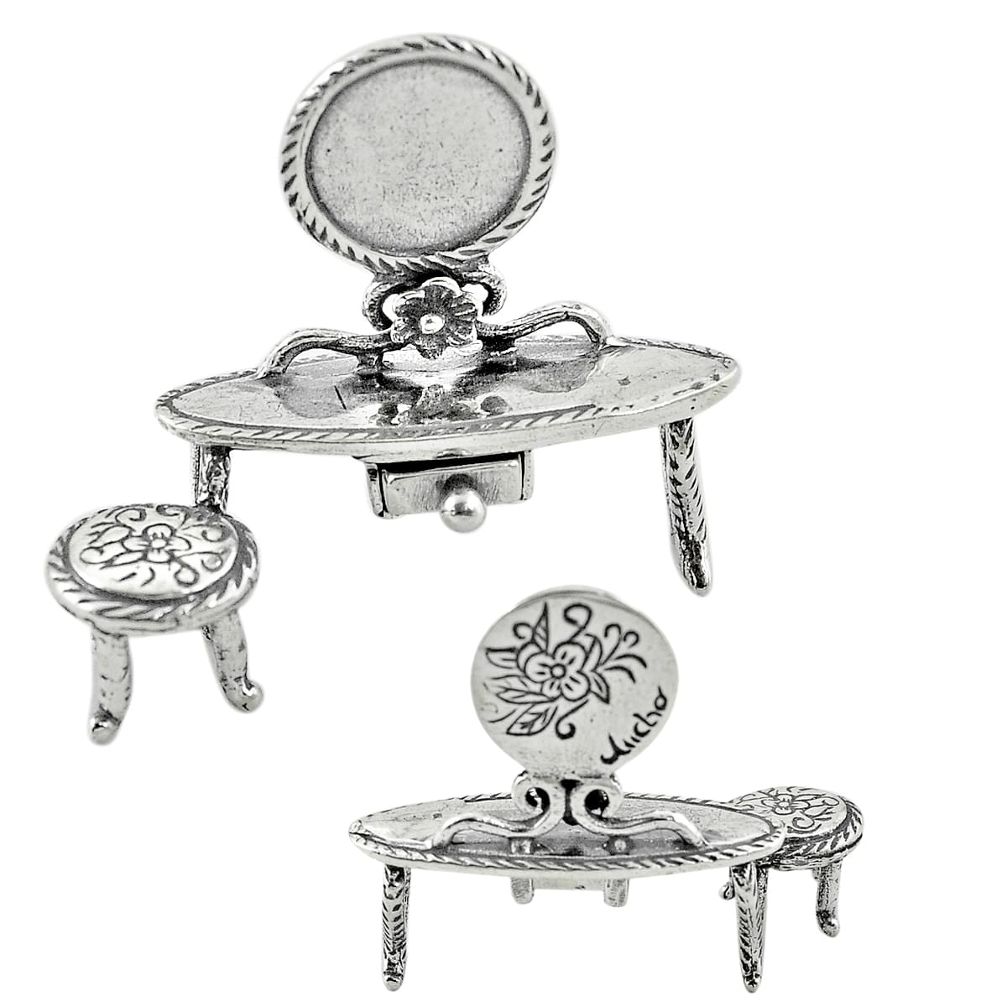 12.63gms 925 silver miniature dressing table chair gift collectible a82305