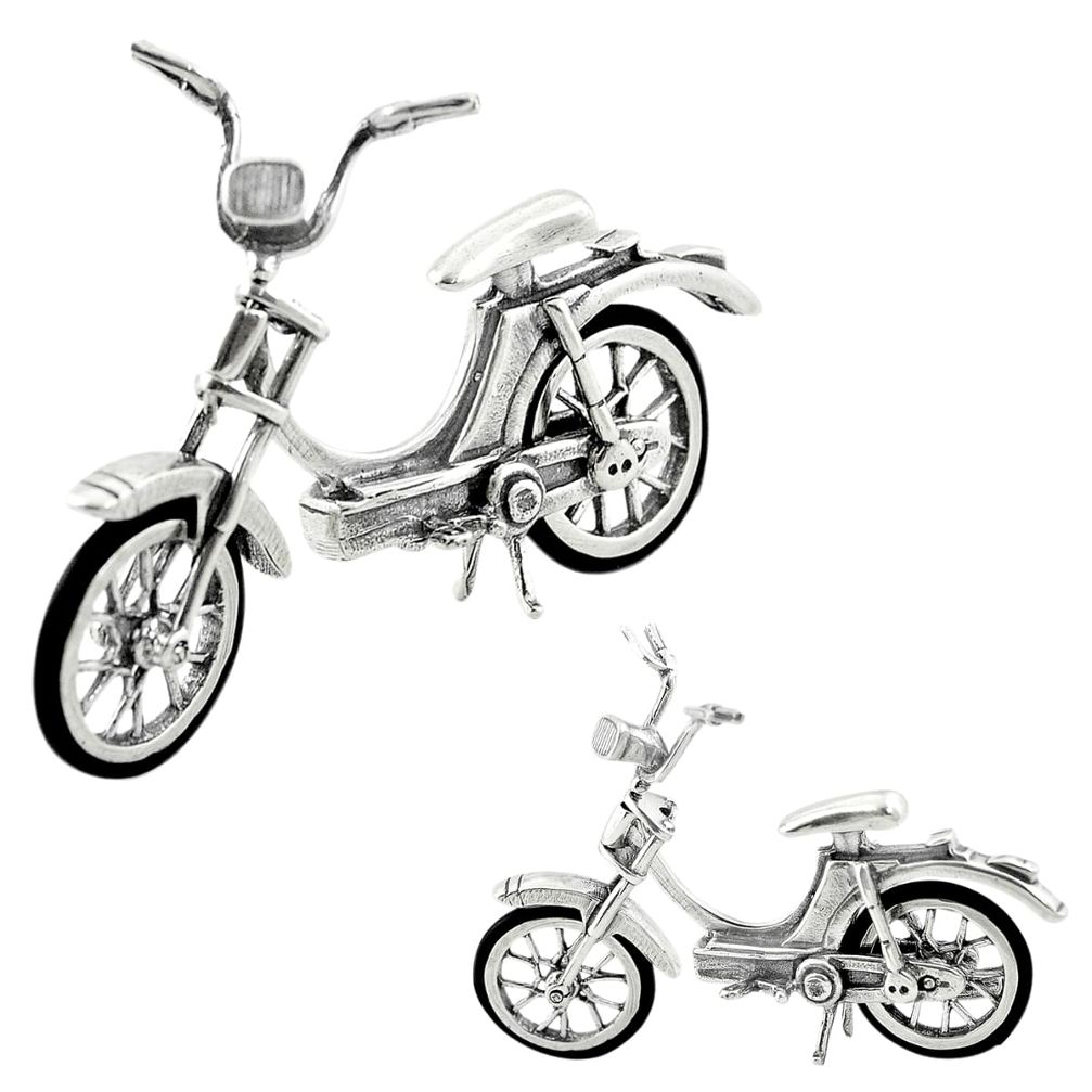 30.67gms bike motorbike enamel 925 silver miniature collectible a82319