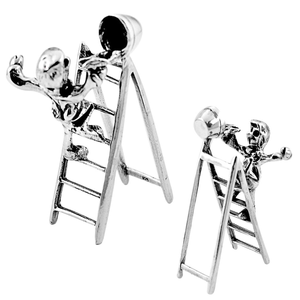 15.48gms boy ladder holiday gift solid 925 silver miniature collectible a82325