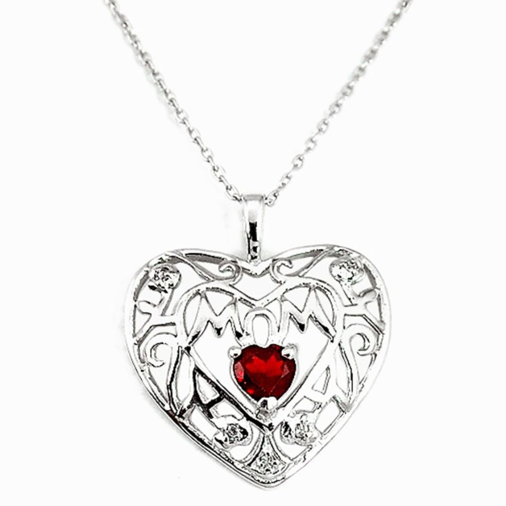 Natural red garnet topaz 925 sterling silver heart necklace jewelry a27291