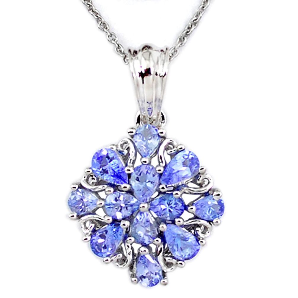 Natural blue tanzanite 925 sterling silver necklace jewelry a47617