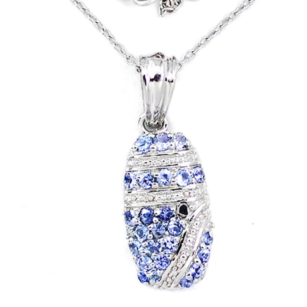 Natural blue tanzanite 925 sterling silver necklace jewelry a47629