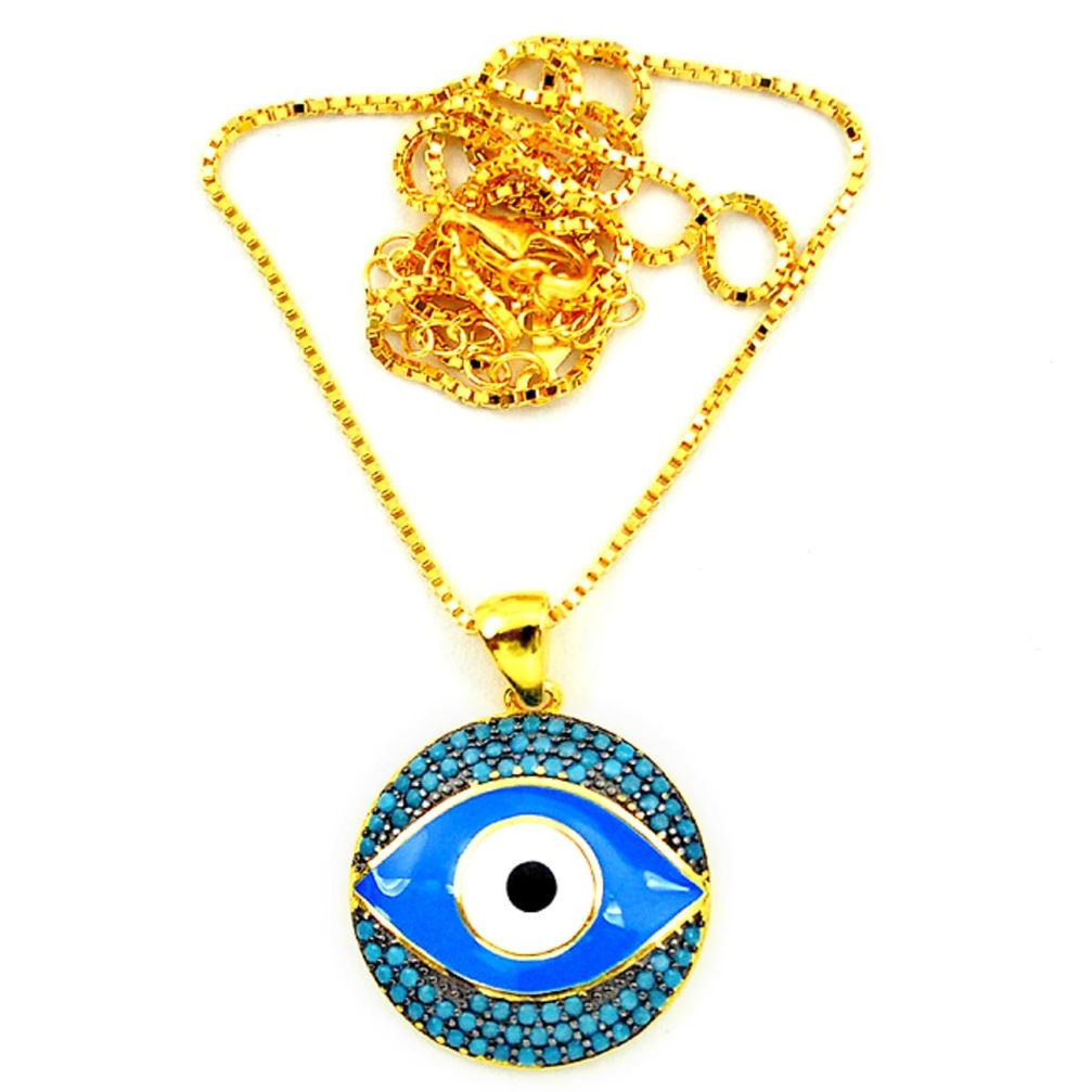 Blue evil eye talismans turquoise 925 silver 14k gold necklace jewelry a64180