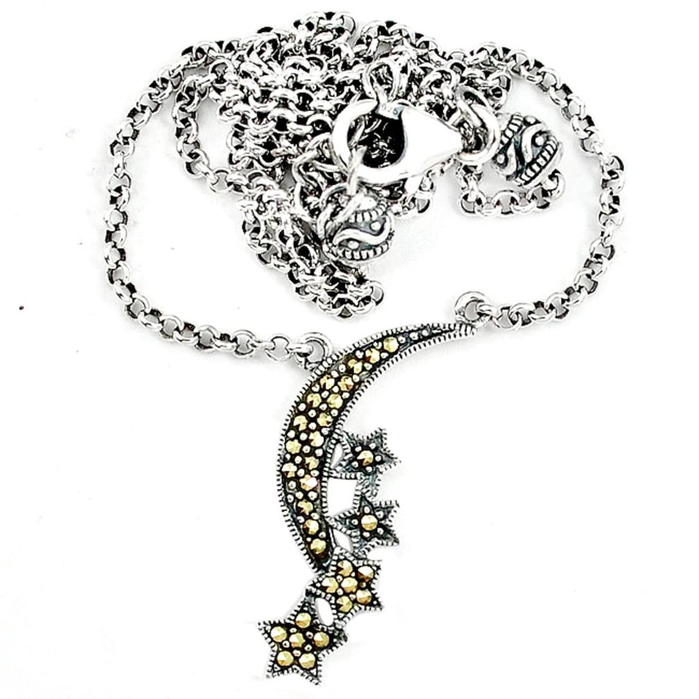 Swiss marcasite 925 sterling silver necklace jewelry a64822