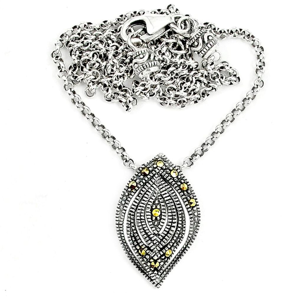 Fine marcasite 925 sterling silver necklace jewelry a64823