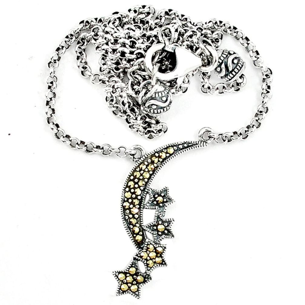Swiss marcasite 925 sterling silver necklace jewelry a64845