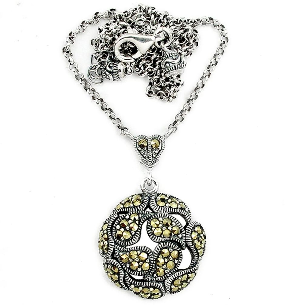 Swiss marcasite 925 sterling silver necklace jewelry a64850