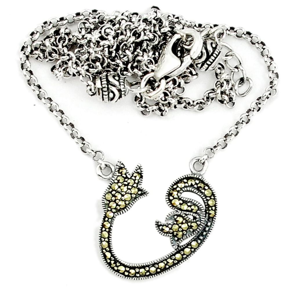 Swiss marcasite 925 sterling silver necklace jewelry a64876