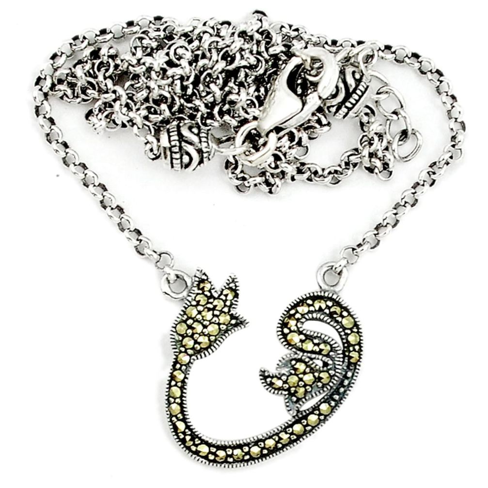 925 sterling silver swiss marcasite necklace jewelry a64877