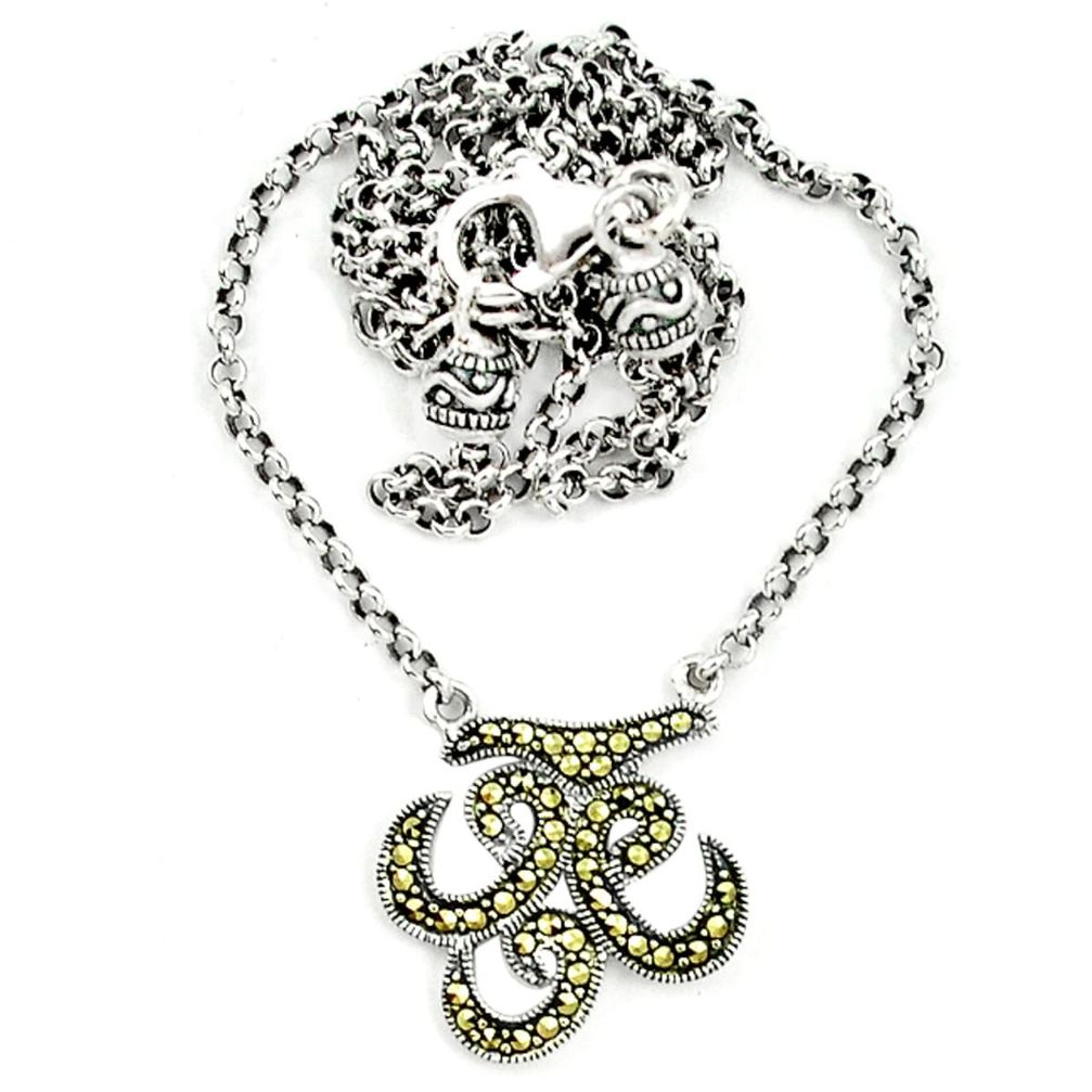 Swiss marcasite 925 sterling silver necklace jewelry a64884