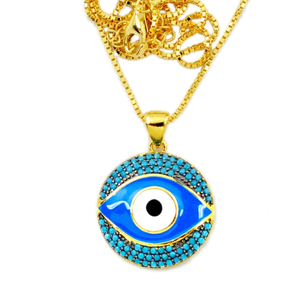 925 silver blue evil eye talismans turquoise 14k gold necklace jewelry a66213