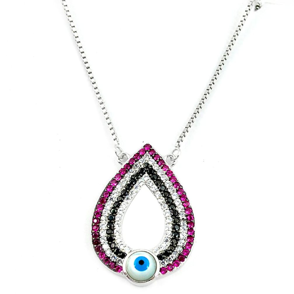 Blue evil eye talismans topaz 925 sterling silver necklace a67432