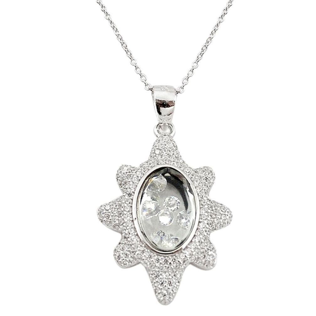 925 silver white cubic zirconia topaz moving stone necklace jewelry a70312