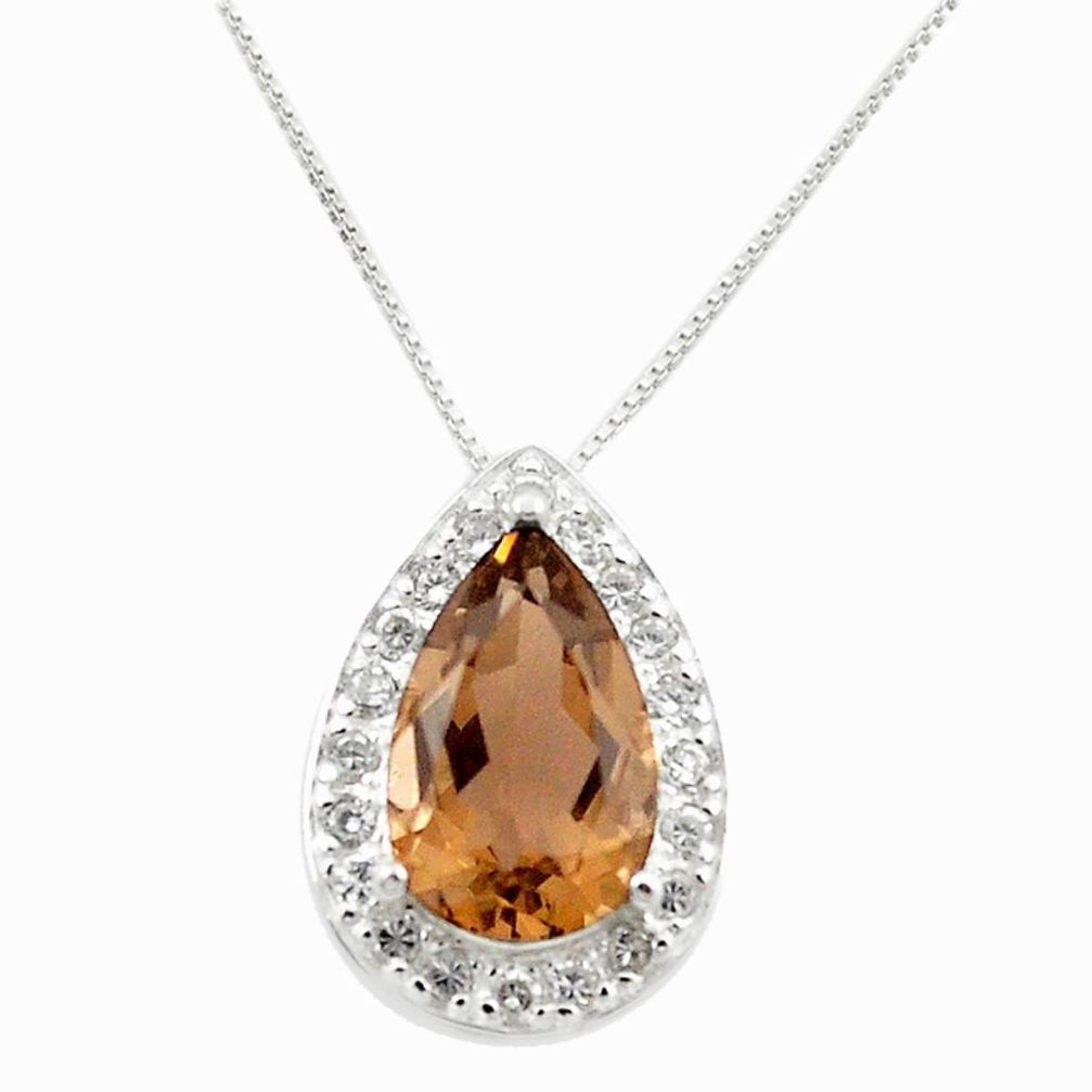 Brown smoky topaz topaz 925 sterling silver necklace jewelry a71590