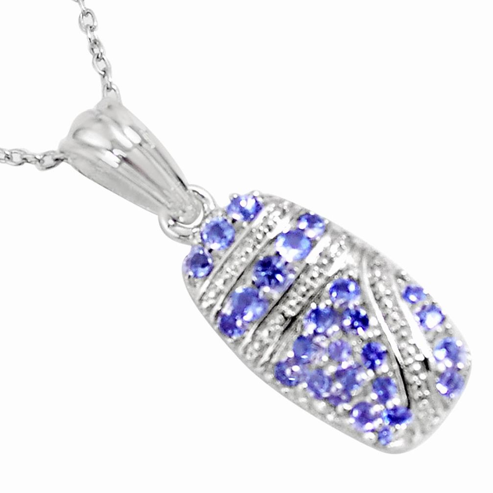 925 sterling silver 2.93cts natural blue tanzanite round necklace jewelry a93193