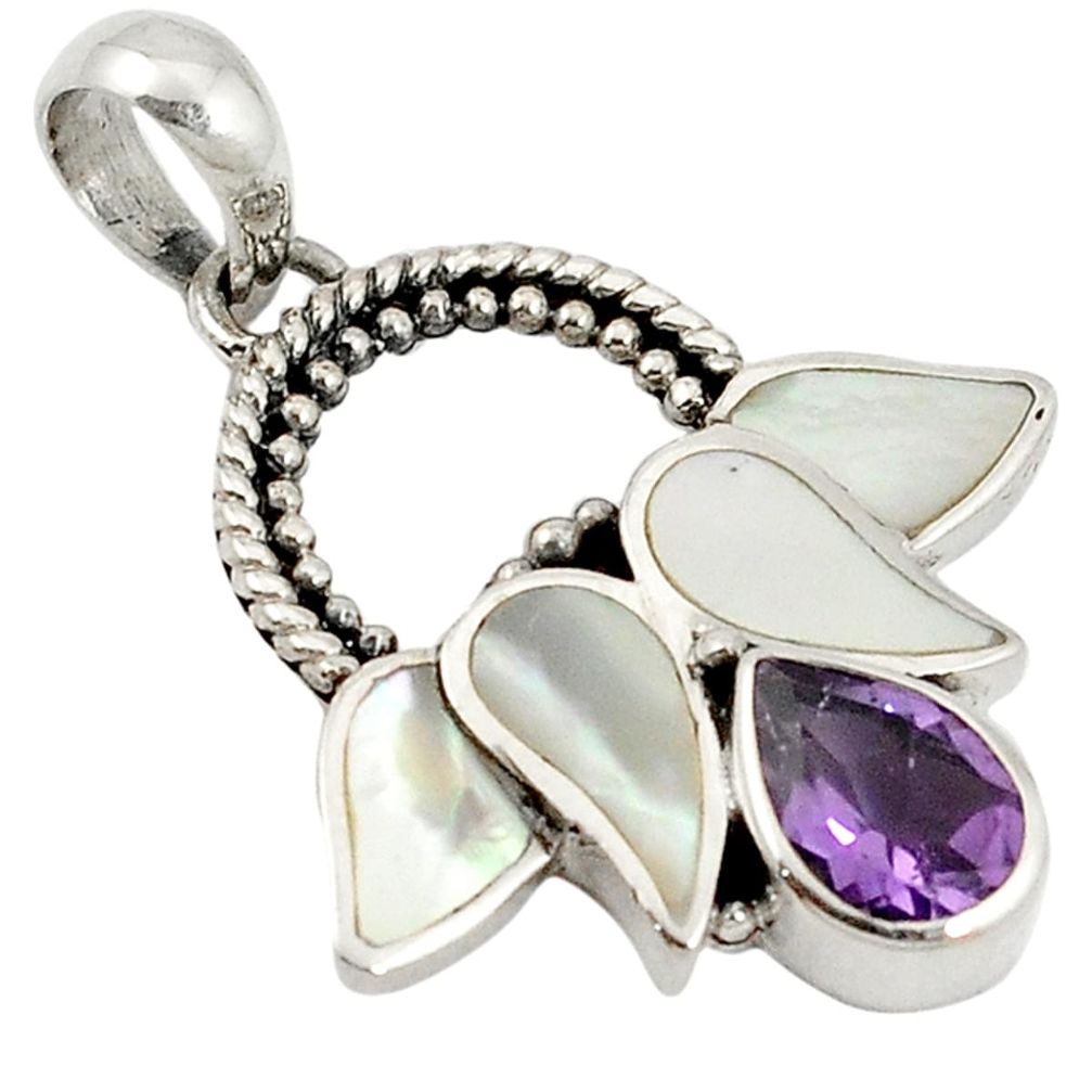 Natural purple amethyst pearl 925 sterling silver flower pendant jewelry a20046