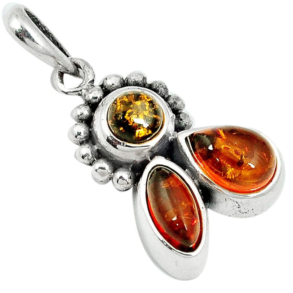4.34cts authnetic orange amber 925 sterling silver pendant jewelry a22310