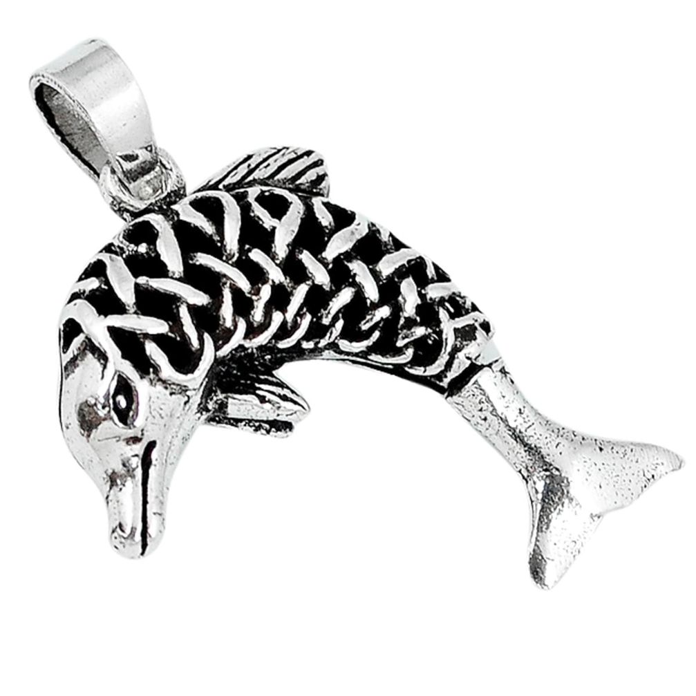 4.87gms indonesian bali java island 925 sterling silver dolphin pendant a23556