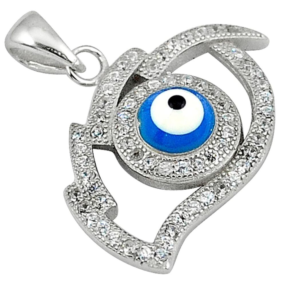 925 sterling silver blue evil eye talismans white topaz pendant jewelry a29050