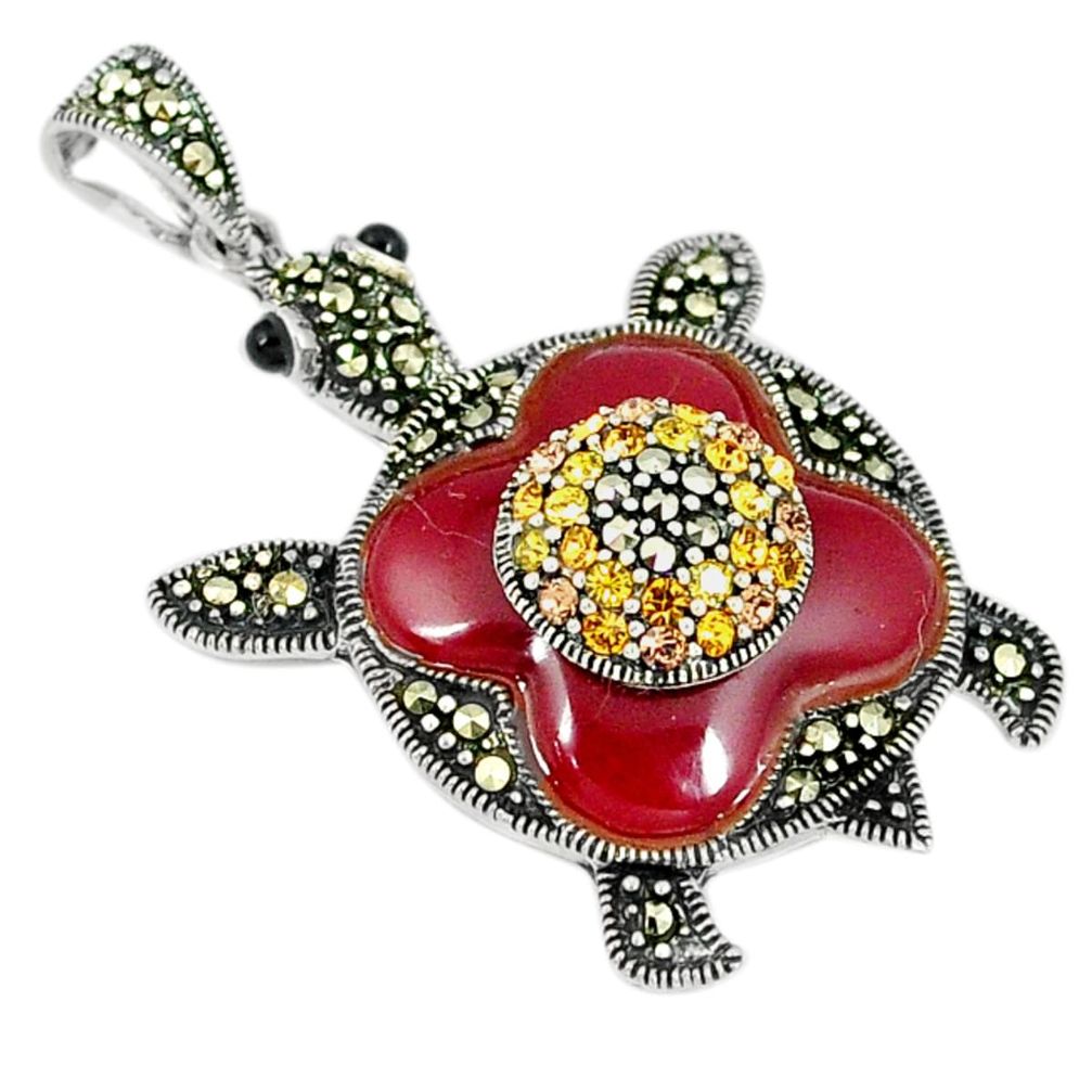 925 silver natural honey onyx onyx enamel turtle pendant jewelry a29143