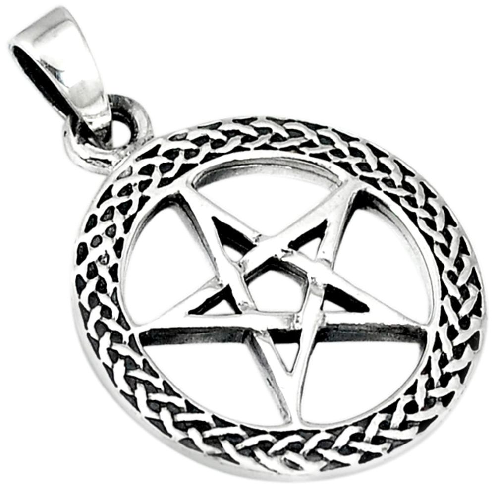 Indonesian bali java island 925 silver wicca symbol pendant jewelry a29330