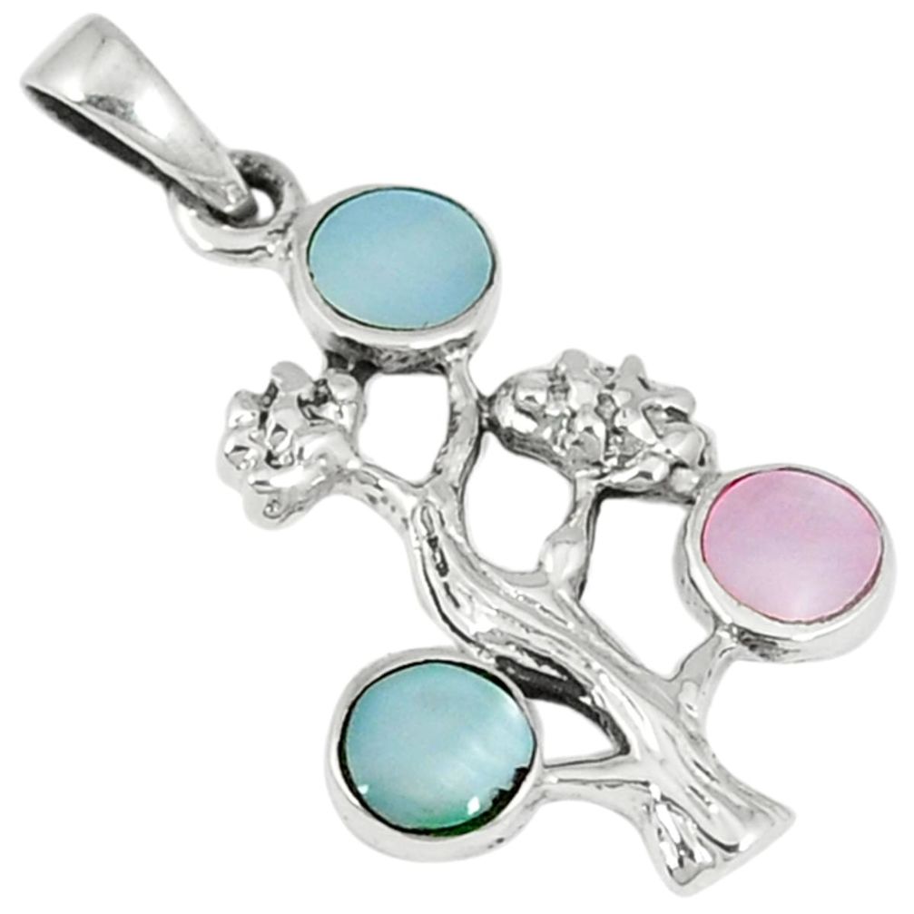 Multi color blister pearl 925 sterling silver tree pendant jewelry a29510