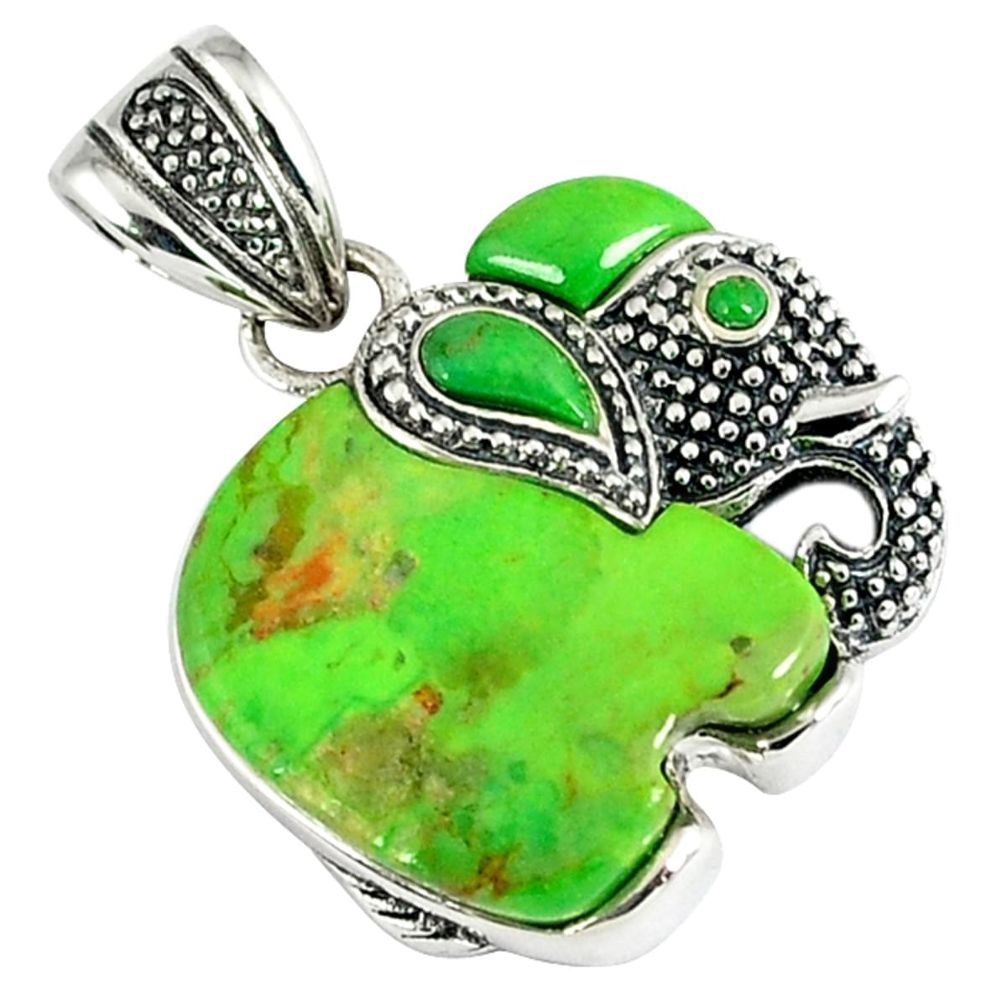 Green copper turquoise 925 sterling silver elephant pendant jewelry a31107