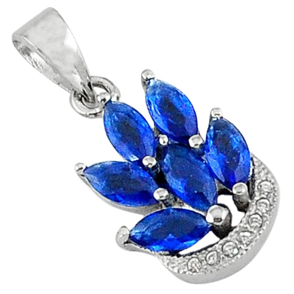 Blue sapphire quartz white topaz 925 sterling silver pendant jewelry a32298