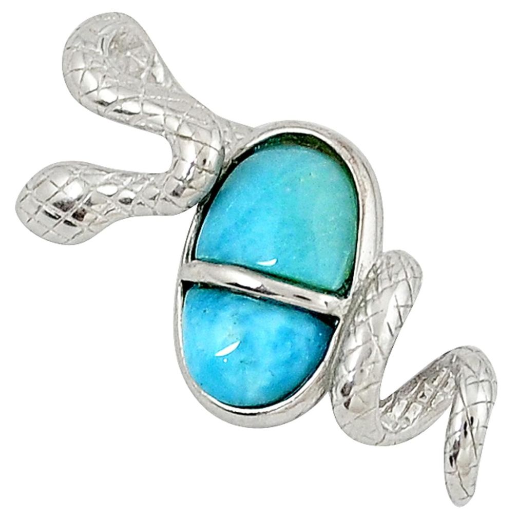 925 sterling silver natural blue larimar fancy snake pendant jewelry a32900
