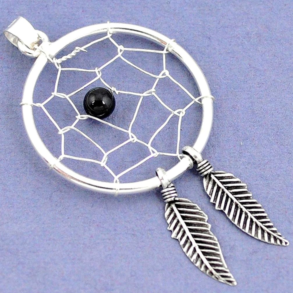 925 sterling silver natural black onyx dreamcatcher pendant jewelry a37420