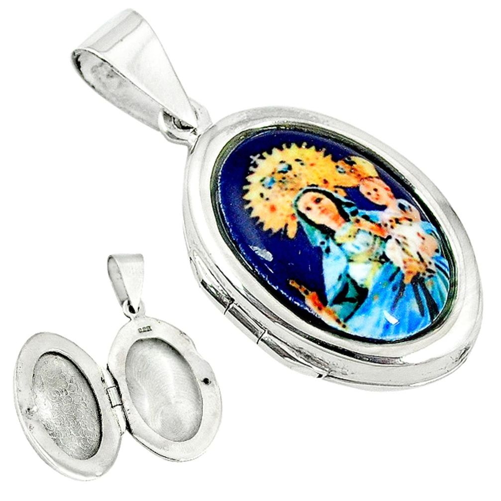 Multi color mother baby love cameo 925 sterling silver locket pendant a38243