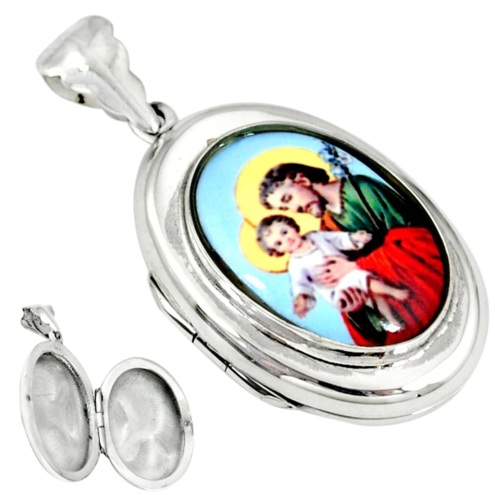 Multi color jesus baby cameo 925 sterling silver locket pendant a38291