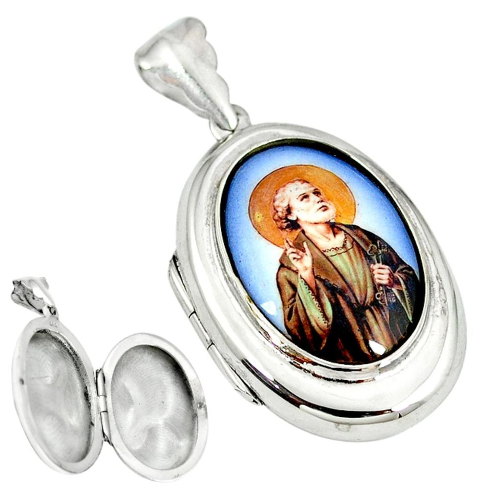 Multi color jesus cameo 925 sterling silver locket pendant jewelry a38315