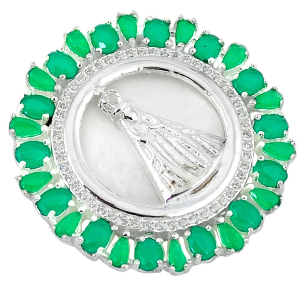 Green emerald quartz white topaz 925 sterling silver pendant jewelry a39443