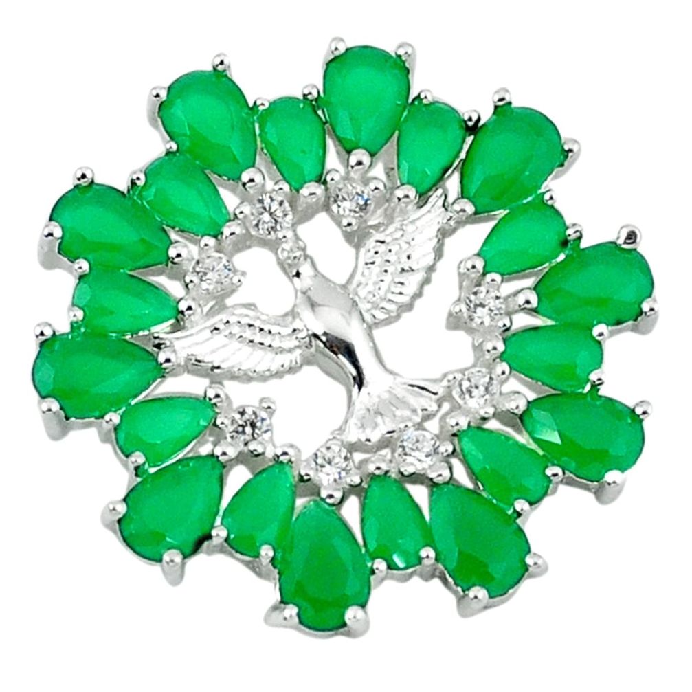 Green emerald quartz topaz 925 sterling silver birds pendant jewelry a39447