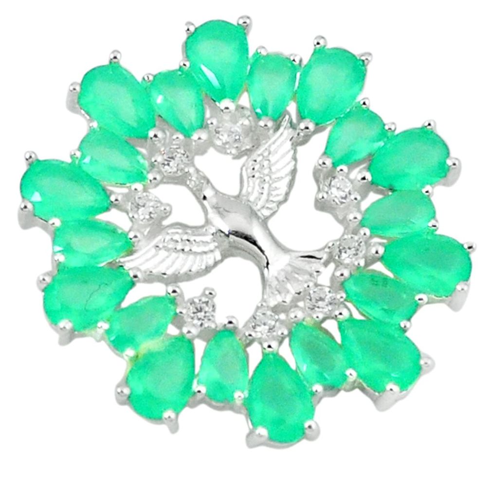 Green emerald quartz topaz 925 sterling silver birds pendant jewelry a39457