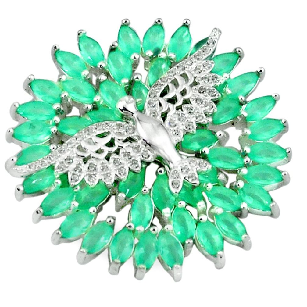 Green emerald quartz topaz 925 sterling silver birds pendant jewelry a39465