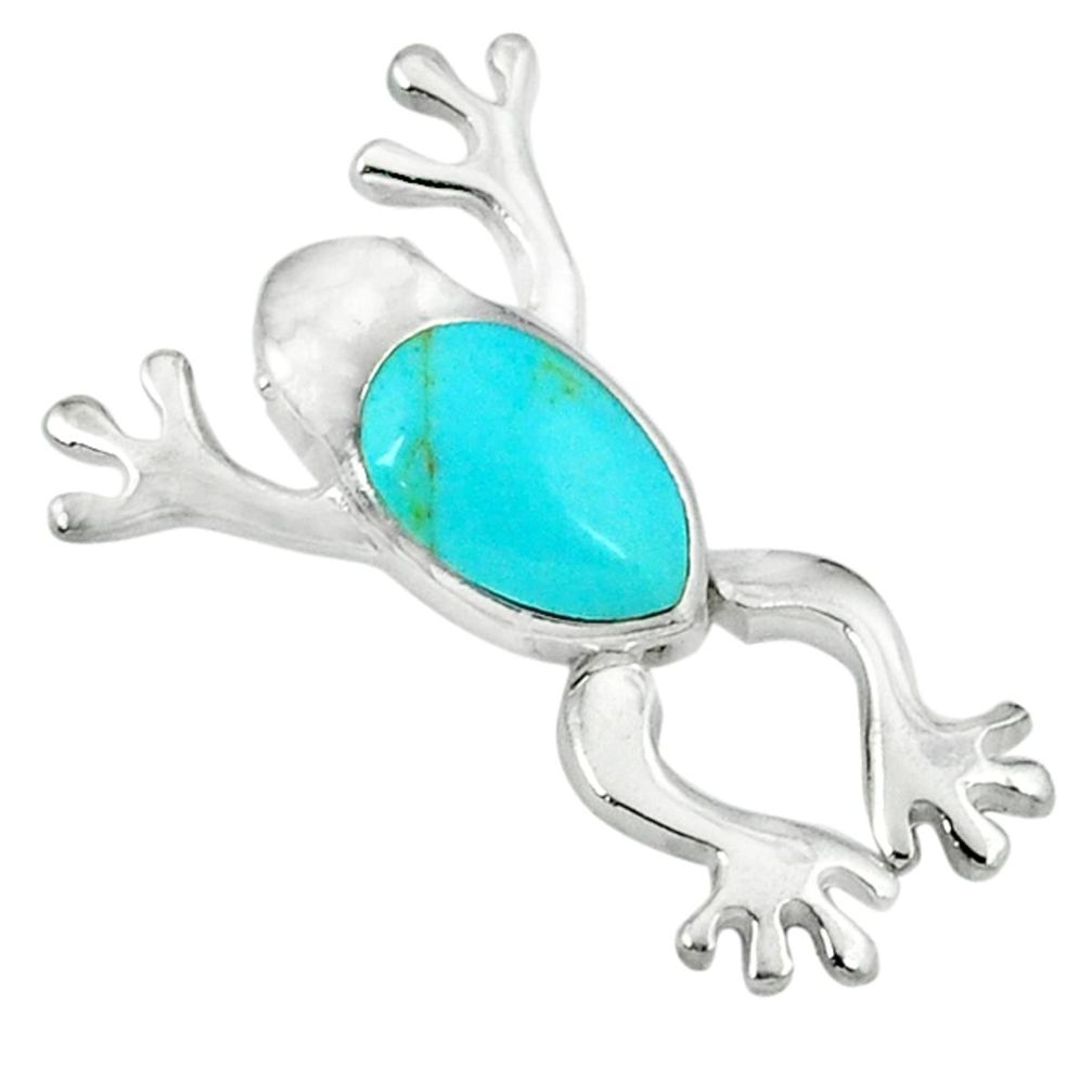 925 sterling silver fine green turquoise fancy frog pendant jewelry a39660