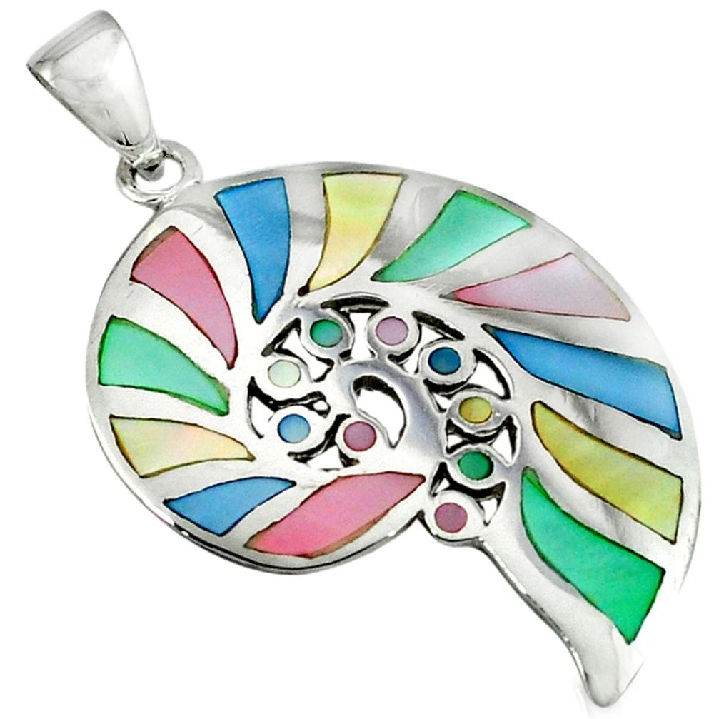 Multi color blister pearl enamel 925 sterling silver pendant jewelry a39676