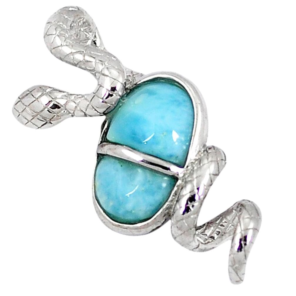 925 sterling silver natural blue larimar snake pendant jewelry a40208