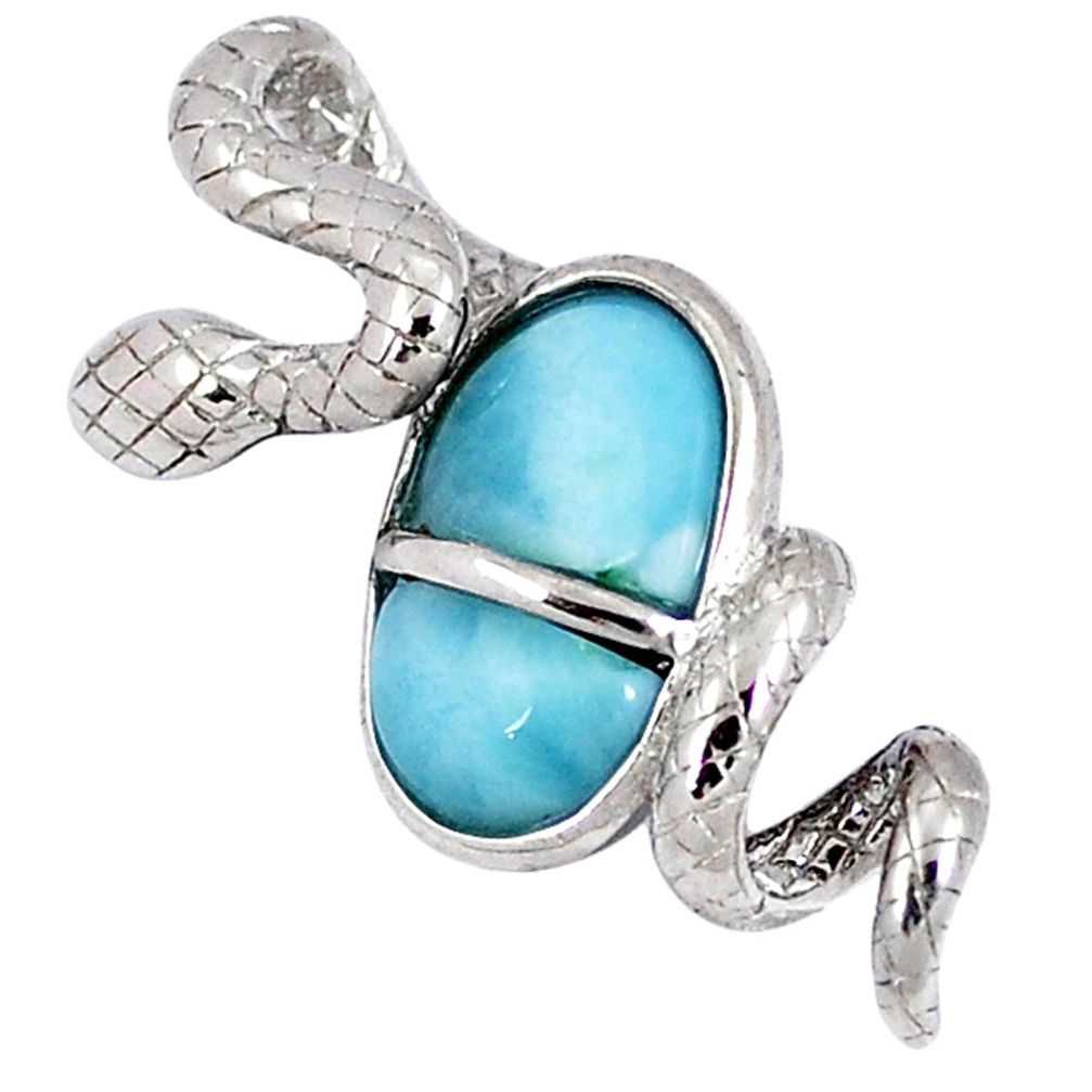 925 sterling silver natural blue larimar snake pendant jewelry a40275