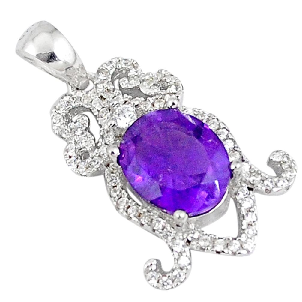 Natural purple amethyst topaz 925 sterling silver pendant jewelry a40785