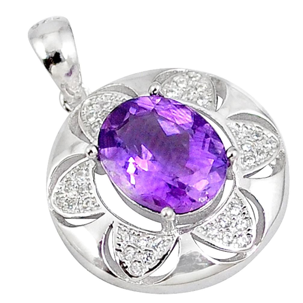 Natural purple amethyst topaz 925 sterling silver pendant jewelry a40822