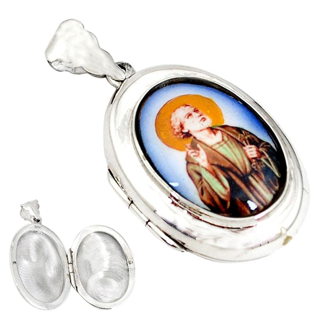 Multi color jesus cameo 925 sterling silver prayer box pendant jewelry a41248