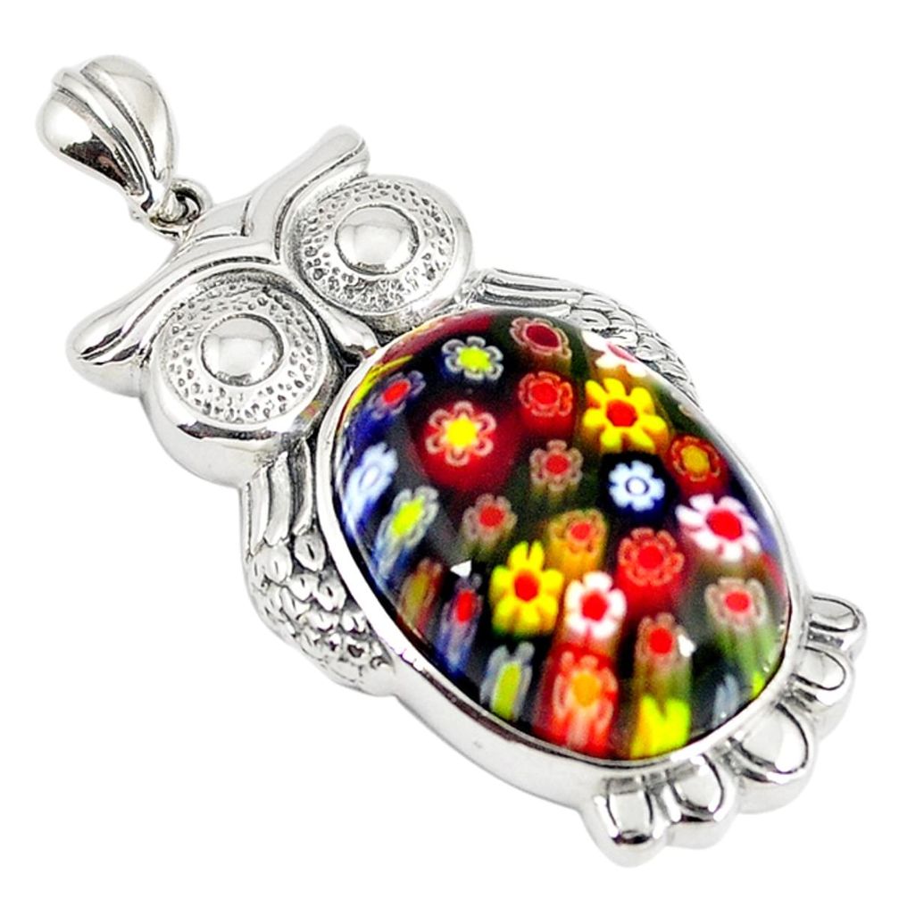 925 sterling silver multi color italian murano glass owl pendant jewelry a42116